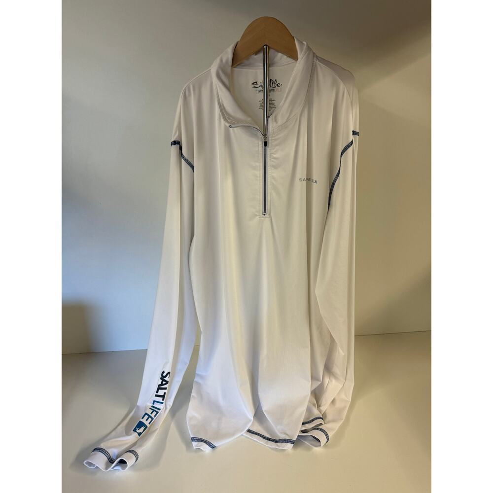 Salt Life White XL Long Sleeve Shirt 1/2 Zip Lightweight Beach Outdoor